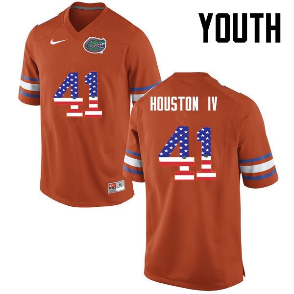 Youth NCAA Florida Gators James Houston IV #41 Stitched Authentic USA Flag Fashion Nike Orange College Football Jersey CQD8765UX